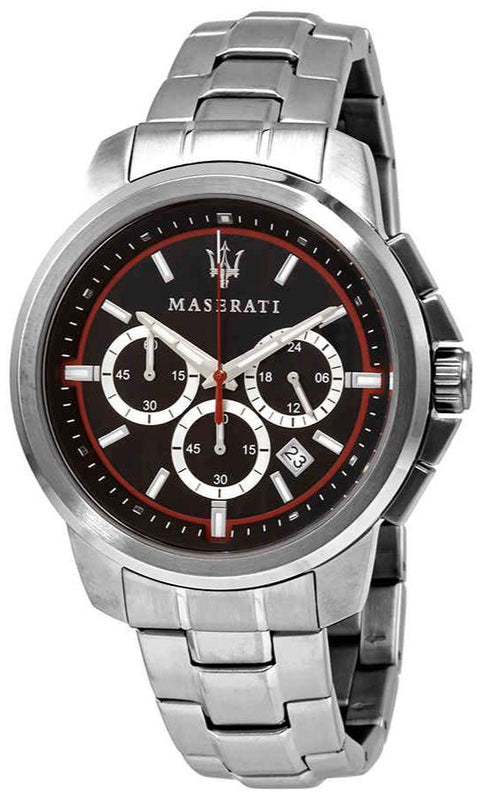 Maserati Successo Chronograph Black Dial Silver Steel Strap Watch For Men - R8873621009 Authentic Buy Shop Now