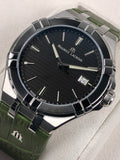 Maurice Lacroix Aikon Quartz Black Dial Green Crocodile Leather Strap Watch for Men - AI1008-PVB21-330-1 Authentic Buy Shop Now