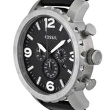 Fossil Nate Chronograph Black Dial Black Leather Strap Watch for Men - JR1436 Authentic Buy Shop Now