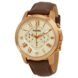 Fossil Grant Chronograph White Dial Brown Leather Strap Watch for Men - FS4991 Authentic Buy Shop Now