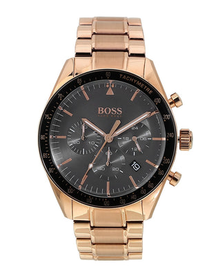 Hugo Boss Trophy Grey Dial Rose Gold Steel Strap Watch for Men - 1513632 Authentic Buy Shop Now