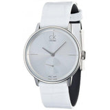 Calvin Klein Accent Silver Dial White Leather Strap Watch for Women - K2Y231K6 Authentic Buy Shop Now