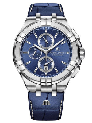 Maurice Lacroix Aikon Chronograph Blue Dial Blue Leather Strap Watch for Men - AI1018-SS001-430-1 Authentic Buy Shop Now