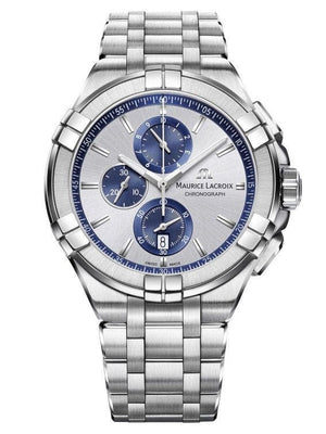 Maurice Lacroix Aikon Chronograph Silver Dial Silver Steel Strap Watch for Men - AI1018-SS002-131-1 Authentic Buy Shop Now