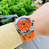 Maurice Lacroix Aikon Limited Edition Automatic Date Orange Dial Silver Steel Strap Watch For Men - AI6008-SS00F-530-1 Authentic Buy Shop Now