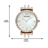 Emporio Armani Gianni T-Bar Mother of Pearl Dial Black Leather Strap Watch For Women - AR11295 Authentic Buy Shop Now