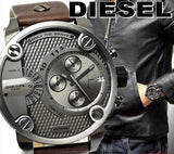 Diesel Little Daddy SBA Small Sized Grey Dial Brown Leather Strap Watch For Men - DZ7258 Authentic Buy Shop Now