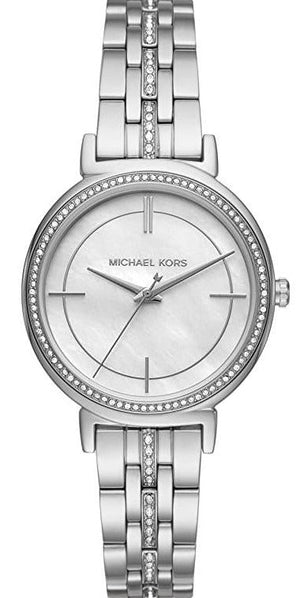 Michael Kors Cinthia White Mother of Pearl Dial Silver Steel Strap Watch for Women for Women - MK3641 Authentic Buy Shop Now