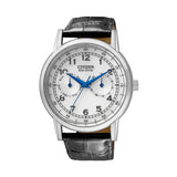 Citizen Eco Drive Silver Dial Black Leather Strap Watch For Men - AO9000-06B Authentic Buy Shop Now