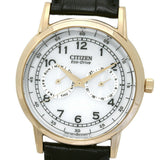 Citizen Watch Eco Drive Day & Date White Dial Black Leather Strap Watch For Men - AO9003-16A Authentic Buy Shop Now