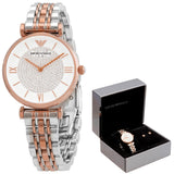 Emporio Armani Gianni T Bar Quartz White Dial Two Tone Steel Strap Watch For Women - AR80035 Authentic Buy Shop Now