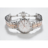 Emporio Armani Chronograph White Dial Two Tone Steel Strap Watch For Men - AR0399 Authentic Buy Shop Now