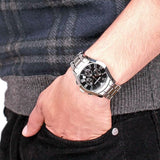 Emporio Armani Valente Chronograph Black Dial Silver Stainless Steel Watch For Men - AR0673 Authentic Buy Shop Now