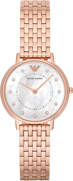 Emporio Armani Kappa Analog Mother of Pearl Dial Rose Gold Steel Strap Watch For Women - AR11006 Authentic Buy Shop Now