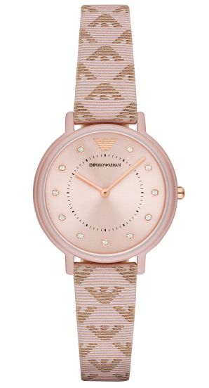 Emporio Armani Kappa Quartz Rose Gold Dial Pink Leather Strap Watch For Women - AR11010 Authentic Buy Shop Now