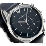 Emporio Armani Lambda Chronograph Blue Dial Blue Leather Strap Watch For Men - AR11018 Authentic Buy Shop Now