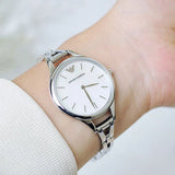 Emporio Armani Aurora Mother Of Pearl White Dial Silver Steel Strap Watch For Women - AR11054 Authentic Buy Shop Now