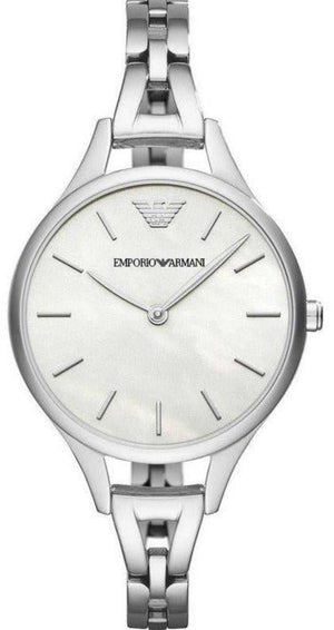 Emporio Armani Aurora Mother Of Pearl White Dial Silver Steel Strap Watch For Women - AR11054 Authentic Buy Shop Now