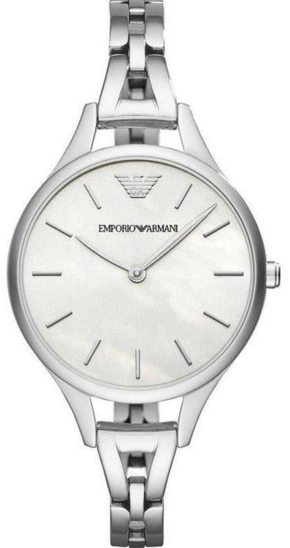 Emporio Armani Aurora Mother Of Pearl White Dial Silver Steel Strap Watch For Women - AR11054 Authentic Buy Shop Now