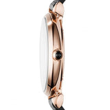 Emporio Armani Gianni T Bar Black Mother of Pearl Dial Black Leather Strap Watch For Women - AR11060 Authentic Buy Shop Now