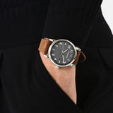 Emporio Armani Luigi Quartz Gray Dial Brown Leather Strap Watch For Men - AR11070 Authentic Buy Shop Now