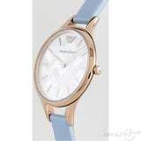 Emporio Armani Aurora Quartz Mother of Pearl White Dial Blue Leather Strap Watch For Women - AR11109 Authentic Buy Shop Now