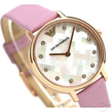 Emporio Armani Kappa Mother Of Pearl White Dial Pink Leather Strap Watch For Women - AR11130 Authentic Buy Shop Now
