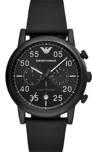 Emporio Armani Luigi Chronograph Black Dial Black Leather Strap Watch For Men - AR11133 Authentic Buy Shop Now