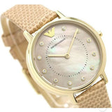 Emporio Armani Kappa Quartz Mother of Pearl Taupe Dial Brown Leather Strap Watch For Men - AR11151 Authentic Buy Shop Now
