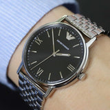 Emporio Armani Kappa Black Dial Silver Steel Strap Watch For Men - AR11152 Authentic Buy Shop Now