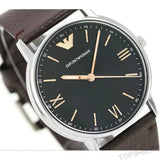 Emporio Armani Kappa Quartz Black Dial Brown Leather Strap Watch For Men - AR11153 Authentic Buy Shop Now