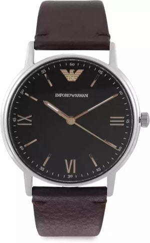 Emporio Armani Kappa Quartz Black Dial Brown Leather Strap Watch For Men - AR11153 Authentic Buy Shop Now