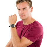 Emporio Armani Modern Slim Quartz Grey Dial Black Leather Strap Watch For Men - AR11162 Authentic Buy Shop Now