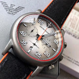 Emporio Armani Chronograph Quartz Grey Dial Black Leather Strap Watch For Men - AR11174 Authentic Buy Shop Now