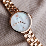 Emporio Armani Arianna Analog Mother of Pearl Dial Rose Gold Steel Strap Watch For Women - AR11196 Authentic Buy Shop Now