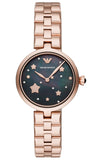 Emporio Armani Arianna Black Dial Rose Gold Stainless Steel Watch For Women - AR11197 Authentic Buy Shop Now