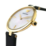 Emporio Armani Arianna Analog Silver Dial Black Leather Strap Watch For Women - AR11200 Authentic Buy Shop Now