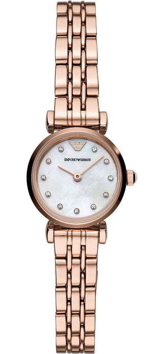 Emporio Armani Gianni T-Bar Mother of Pearl Dial Rose Gold Steel Strap Watch For Women - AR11203 Authentic Buy Shop Now