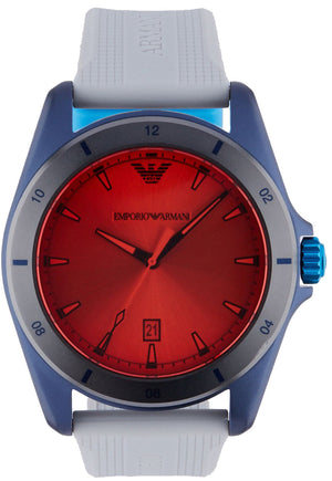 Emporio Armani Sigma Analog Orange Dial Grey Silicone Strap Watch For Men - AR11218 Authentic Buy Shop Now