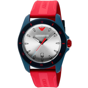 Emporio Armani Sigma Silver Dial Red Silicone Strap Watch for Men - AR11219 Authentic Buy Shop Now