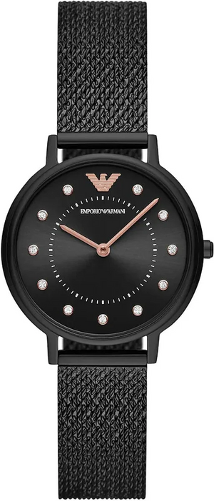 Emporio Armani Kappa Black Dial Black Mesh Strap Watch for Women - AR11252 Authentic Buy Shop Now