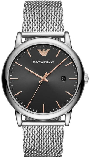 Emporio Armani Luigi Analog Black Dial Silver Mesh Bracelet Watch For Men - AR11272 Authentic Buy Shop Now
