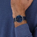 Emporio Armani Gianni T Bar Quartz Blue Dial Blue Leather Strap Watch For Men - AR11300 Authentic Buy Shop Now