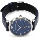 Emporio Armani Gianni T Bar Quartz Blue Dial Blue Leather Strap Watch For Men - AR11300 Authentic Buy Shop Now