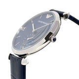 Emporio Armani Gianni T Bar Quartz Blue Dial Blue Leather Strap Watch For Men - AR11300 Authentic Buy Shop Now
