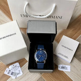 Emporio Armani Aviator Quartz Blue Dial Blue Leather Strap Watch For Men - AR11335 Authentic Buy Shop Now