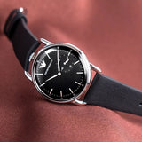 Emporio Armani Aviator Quartz Black Dial Black Leather Strap Watch For Men - AR11336 Authentic Buy Shop Now