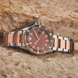 Emporio Armani Diver Quartz Brown Dial Two Tone Steel Strap Watch For Men - AR11340 Authentic Buy Shop Now