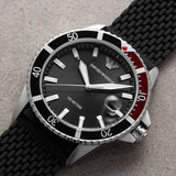 Emporio Armani Diver Black Dial Black Silicon Strap Watch for Men - AR11341 Authentic Buy Shop Now