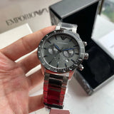 Emporio Armani Chronograph Grey Dial Two Tone Steel Strap Watch For Men - AR11391 Authentic Buy Shop Now